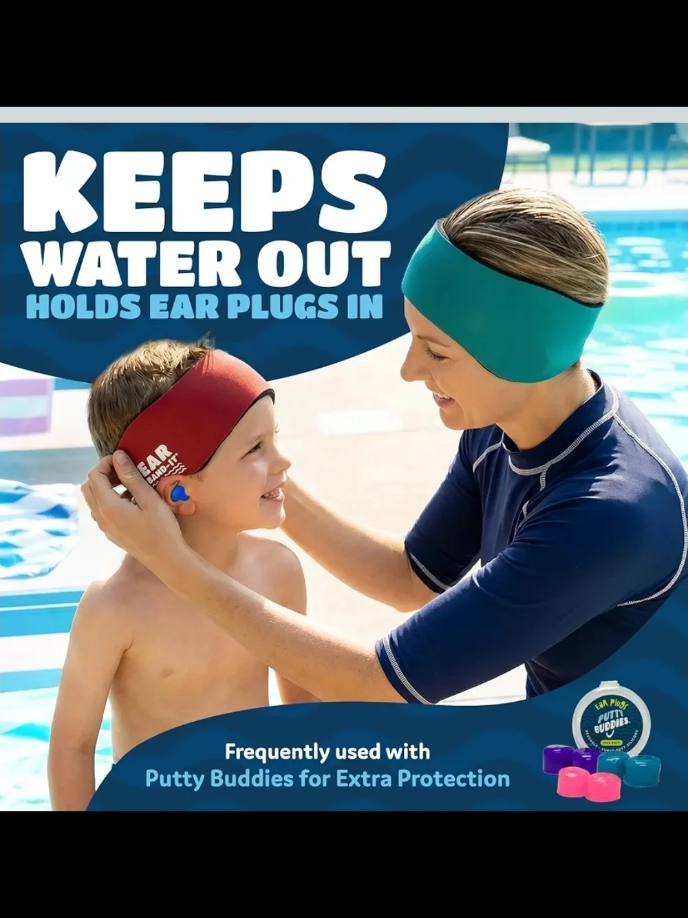 Earvolution Original Ear Band-It Teal Swimming Headband - New In Bag!